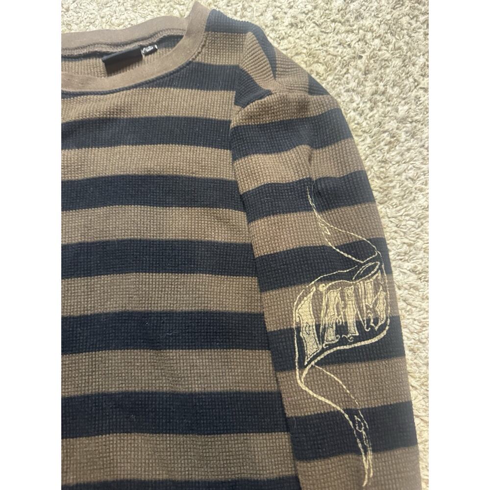 Vans Striped Waffle Thermal Long Sleeve Shirt Brown Black Women’s large - Picture 5 of 9